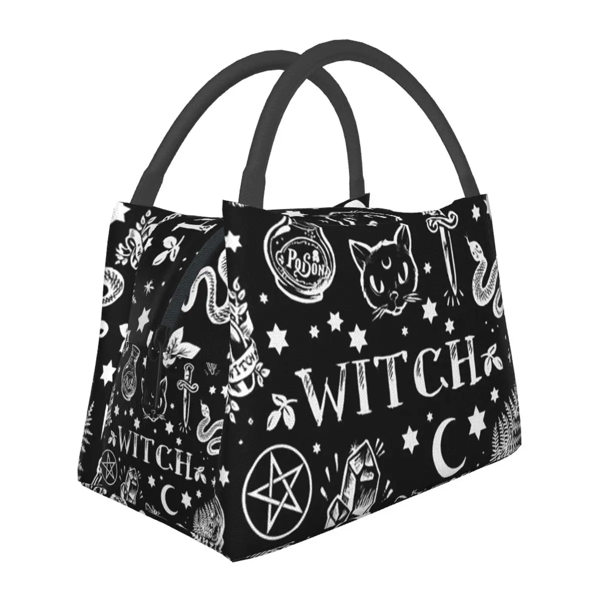 Bolsa térmica para el almuerzo con diseño gótico de calavera y luna para mujer, contenedor de almacenamiento de alimentos tipo bento, nevera portátil, bolsa térmica para el almuerzo