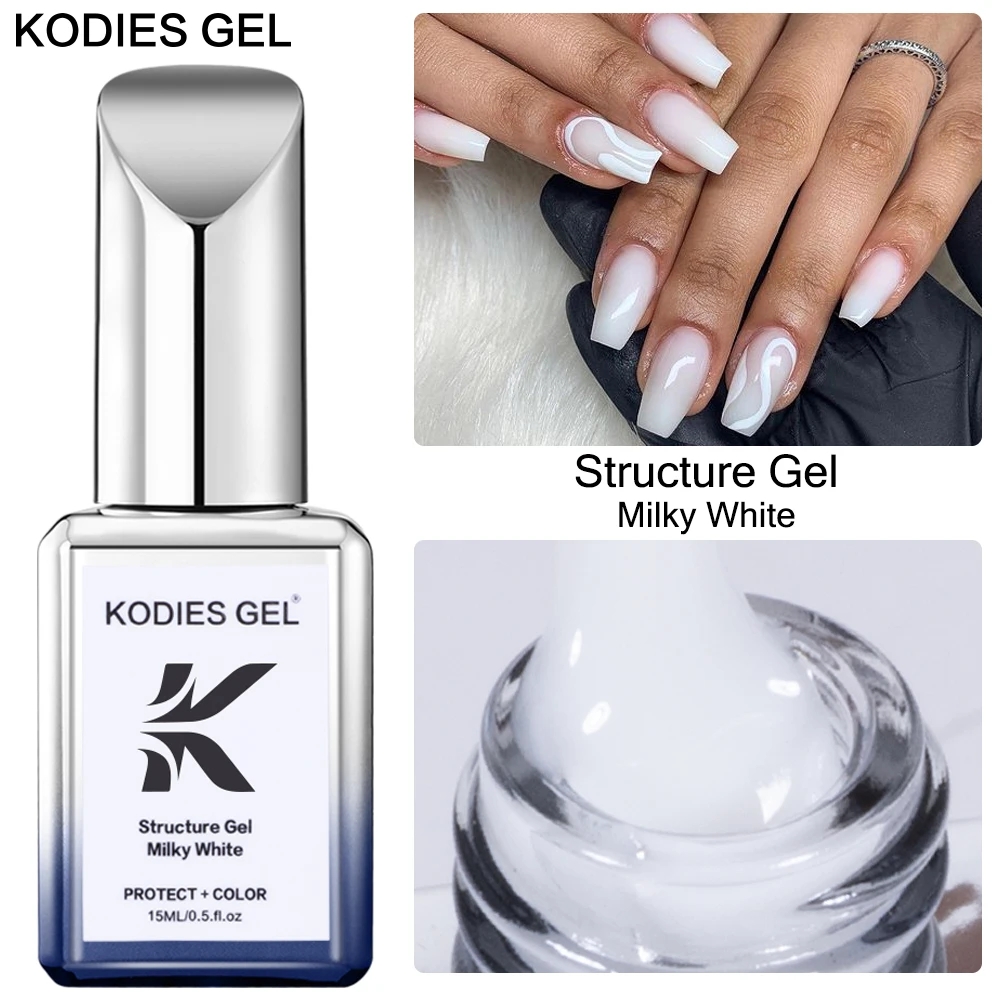 KODIES GEL Milky White Gel Polish Structure Rubber Base Gel Nail Polish 2 IN 1 Milk Opal Semi Permanent Primer Gellak Manicure