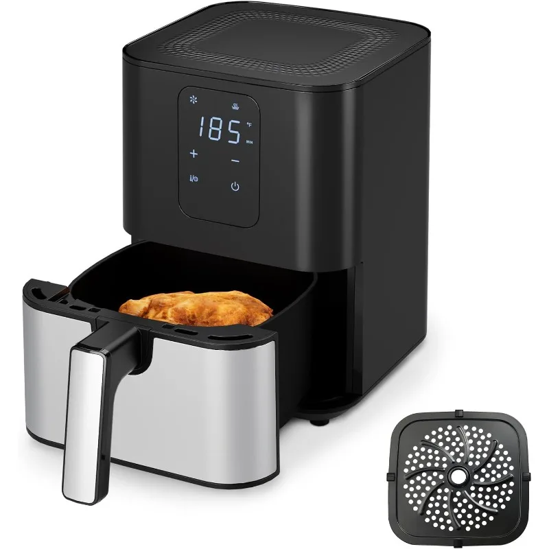 

OUIO Air Fryer Oven 4.5QT, Space Saving, 1 Touch Digital Display, Compact, Non-stick And Dishwasher Safe Basket