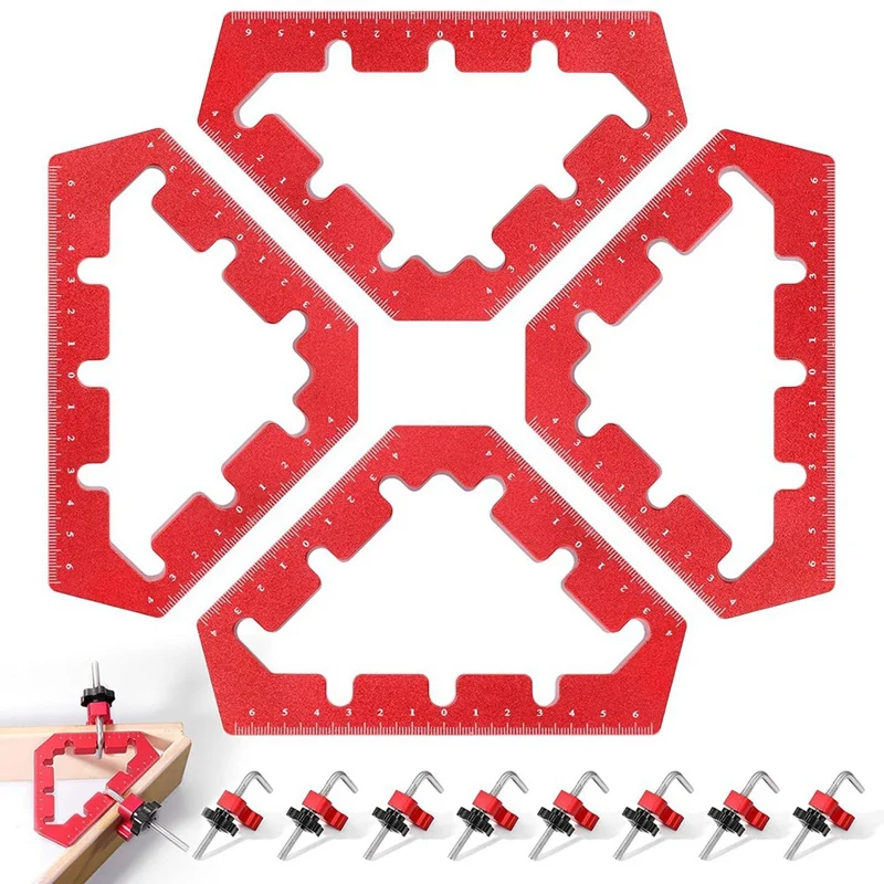 ABXH 4 Stück Eckklemmen für Holzbearbeitungswerkzeuge, 45- und 90-Grad-Klemmen, Positionierungsquadrate aus Aluminiumlegierung, rechtwinklige Klemmen