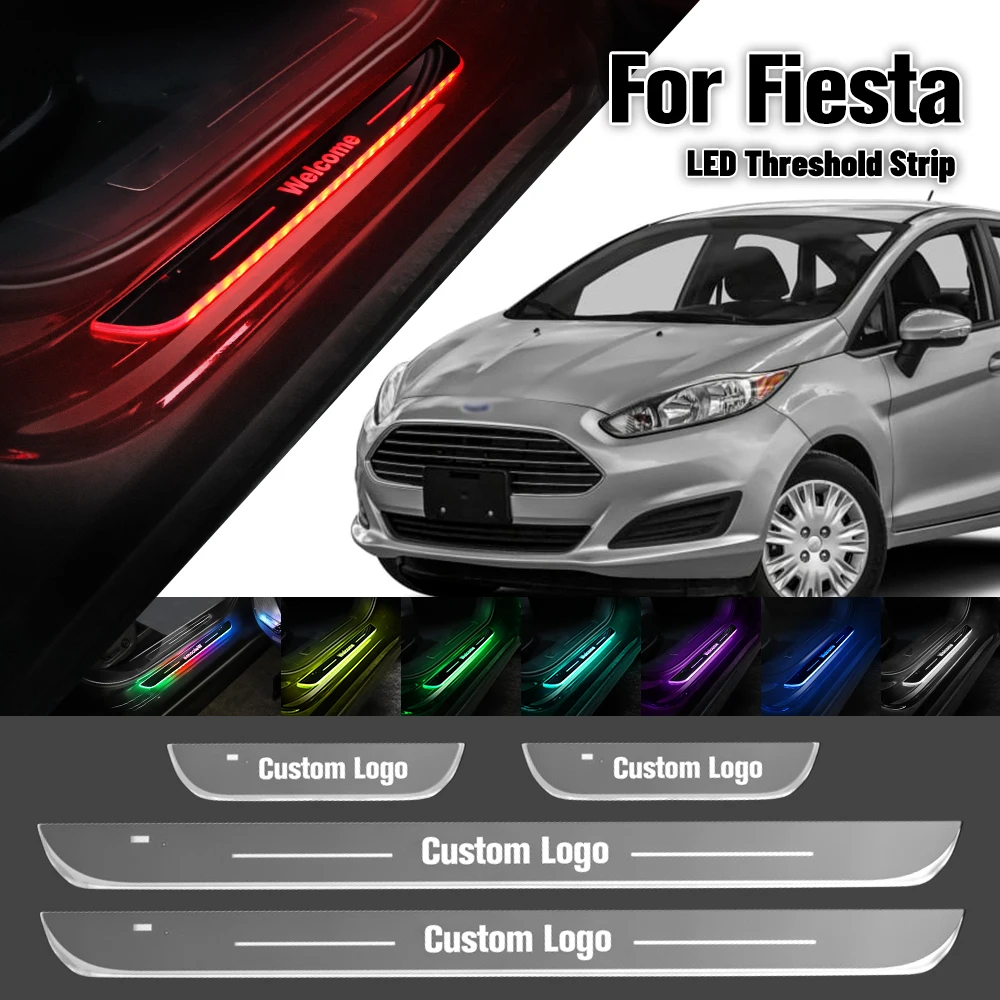 

For Ford Fiesta 5 6 7 2003-2023 Car Door Sill Light Customized Logo LED 2015 2018 2020 Welcome Threshold Pedal Lamp Accessories