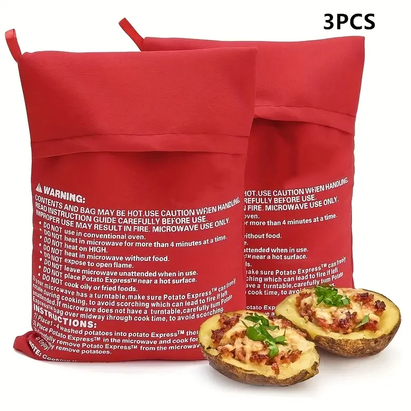 Suministros de cocina Bolsa de patatas para microondas Bolsa de patatas al horno Bolsa roja para cocinar en solo 4 minutos Bolsa de cocina Bolsas de