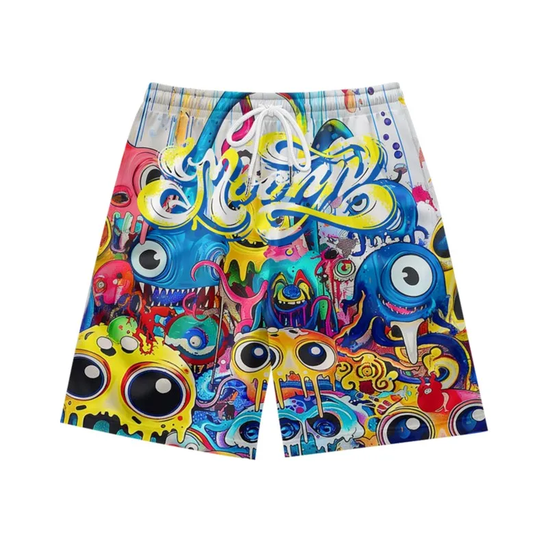 Funny cartoon pattern creative niche casual personality loose fashion summer men's drawstring sports shorts