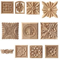 Carved Unpainted European Exquisite square Corner wood decal Floral Leaves Solid wood Furniture Window Corner Wood