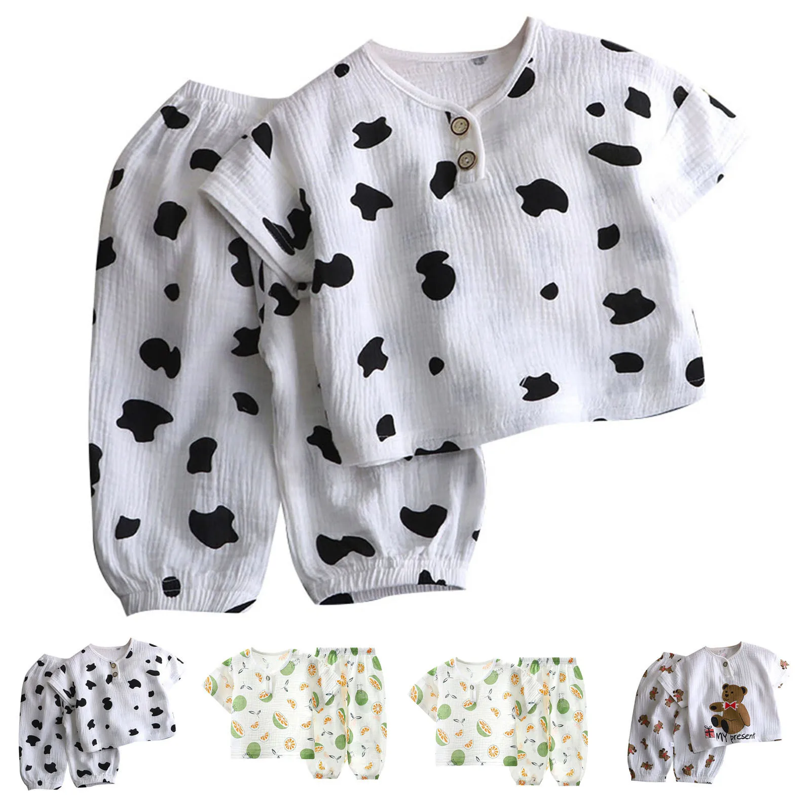 Spring Summer Pajamas Sets For Kids Boys And Girls 18M,2T,3T,4T,5T,6T,7T Cute Cotton Home Wear Pajamas Air Conditioning Clothing