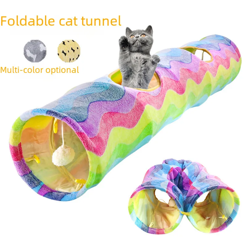 Pet supplies Amazon New ringing paper rainbow cat tunnel scratch-resistant foldable cat tunnel toys wholesale Catnip toys Catnap