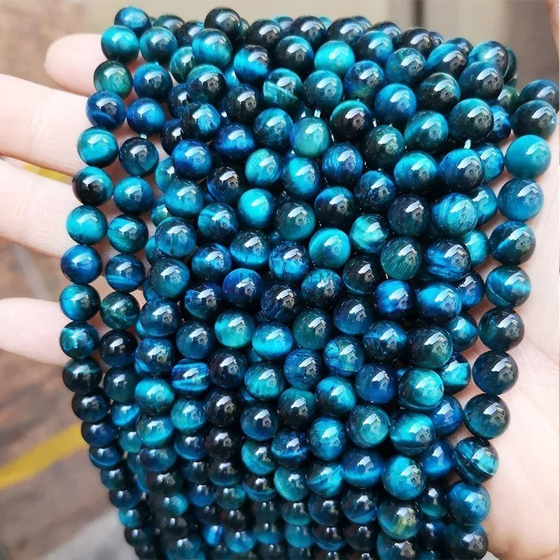 Natural Dark Blue Tiger Eye Stone Beads Round Loose Spacer Beads For Jewelry Making DIY Charm Bracelet Necklace Accessories