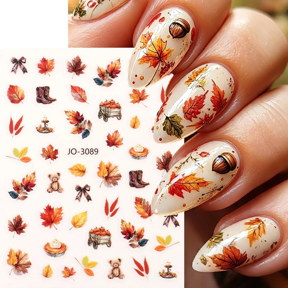 2 Stück Herbstblätter Nagelaufkleber Ahornblatt Nagelsticker Vintage Herbstdeko Maniküre Nagelkunst Aufkleber Dekorationszubehör – Detail 5