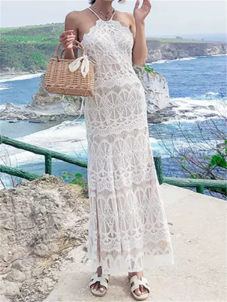 Embroidery Bali - Lace Embroidery Elegant Women Halter Pencil