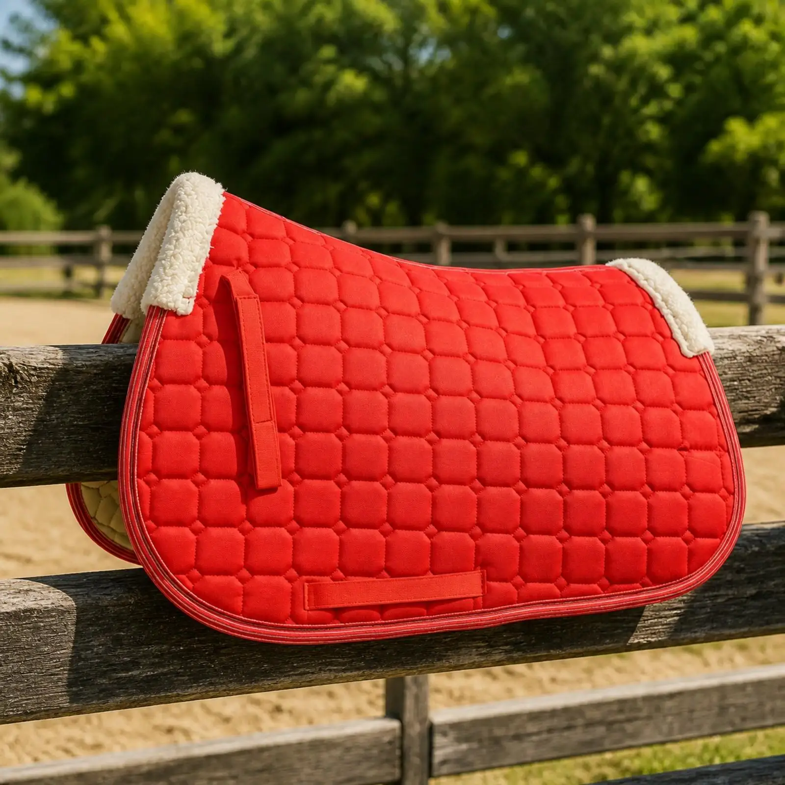Fleece Withers Horse Saddle Pad with Secure Billet Straps for English Tack Stability and Horse Protection