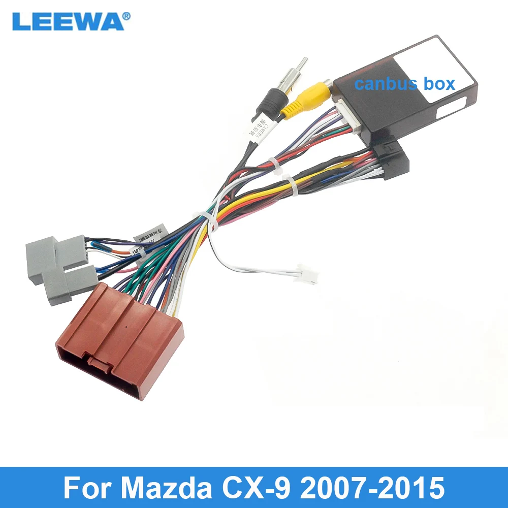 

LEEWA Car Audio 16PIN CD/DVD Player Power Calbe Adapter With Canbus Box For Mazda CX-9 07-15 Stereo Plug Wiring Harness