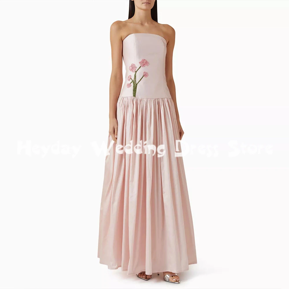 

Heyday женские трапециевидные вечерние платья без бретелек с 3D цветами и бисером без рукавов длиной до пола, вечерние элегантные платья 2025