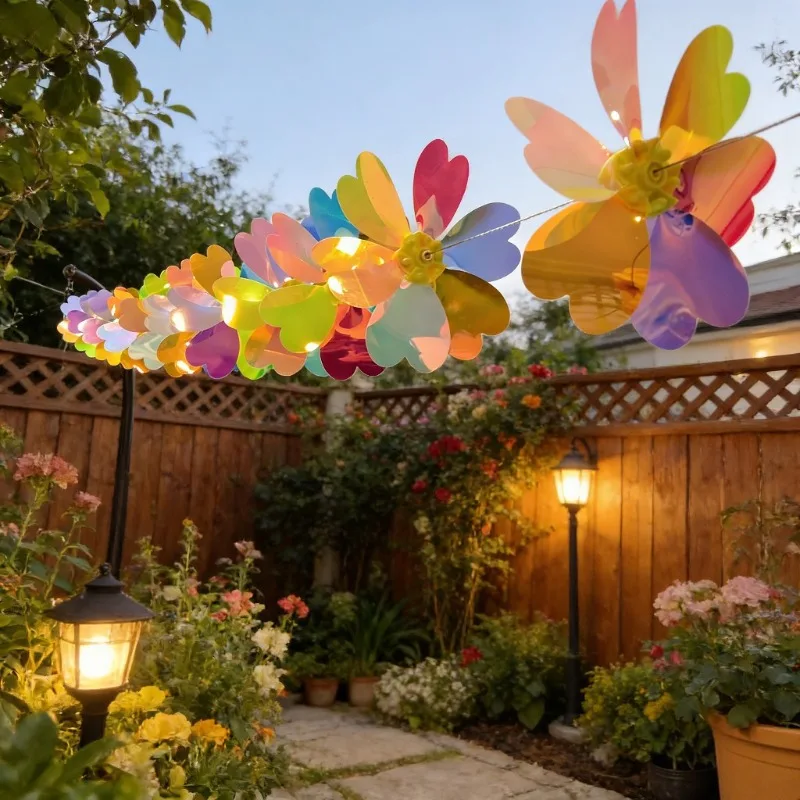 

10 наборов разноцветных ветряных мельниц, 3D-ветряные спиннеры для весны, яркие градиентные подвесные украшения для декора сада на открытом воздухе