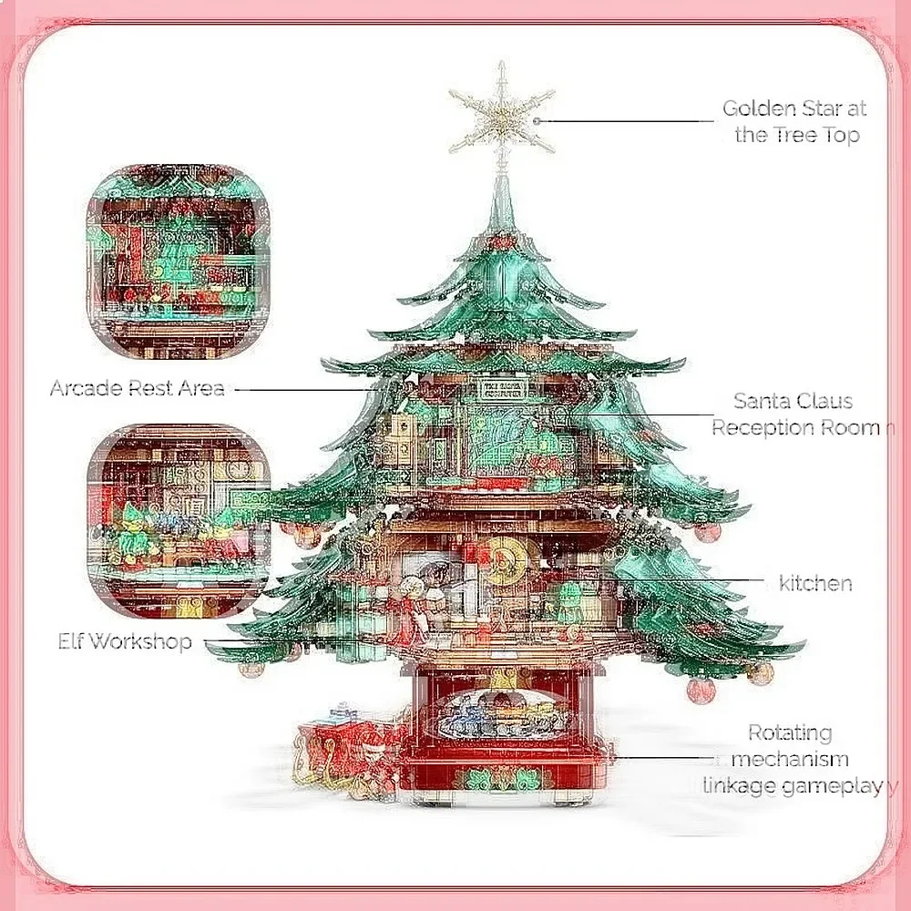 3171PCS Hot Christmas Decor Display Bricks DIY Snow Tree Assembly Model Creative Home Living and Christmas Gifts.