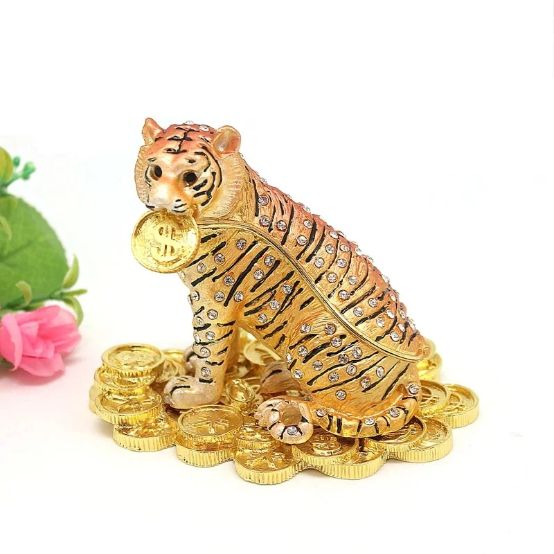 SHINNYGIFTS Lucky Fortune Tiger Figurine Statue Animal Model for 2022 Chinese Tiger New Year Car Decoration Souvenir Mothers Day