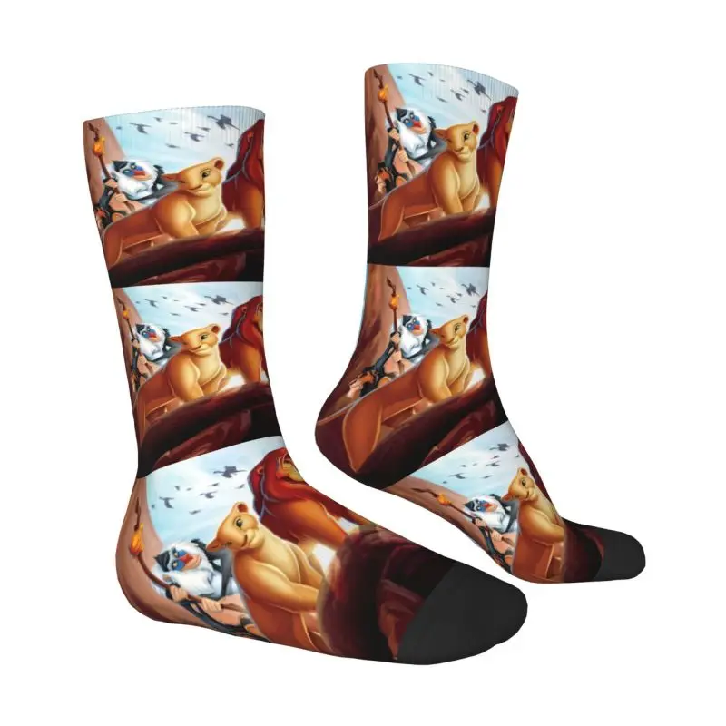 Funny Men's The Lion King Simba Dress Socks Unisex Warm Breathbale 3D Printing Cartoon Movie Crew Socks