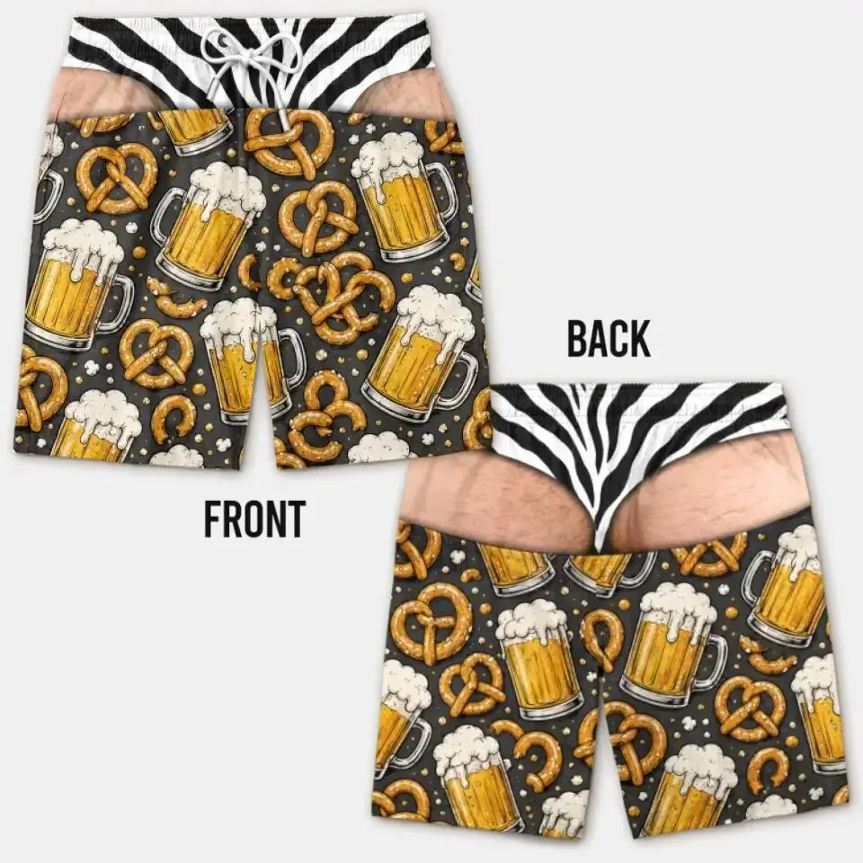 2026 Lustige 3D-Shorts mit Haarigem Po-Print für Männer, Elastischer Kordelzug, Neuartige Badehose, Schnelltrocknend, für Poolparty und Urlaub, XS-5XL – Detail 7