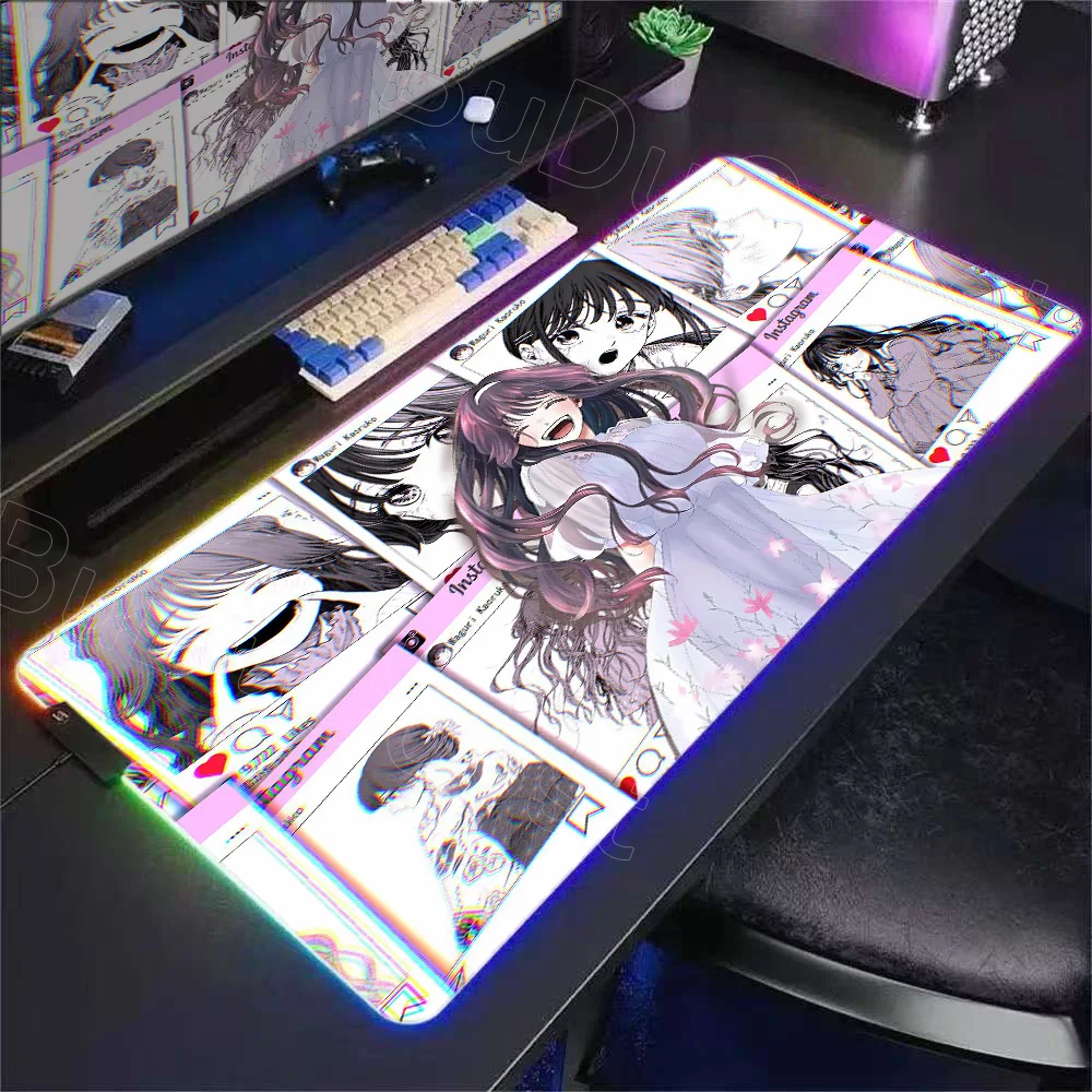 900x400 مللي متر لعبة اكسسوارات حصيرة لوحة المفاتيح أنيمي زهرة عطرة تزهر مع كرامة RGB ماوس الوسادة لطيف Kaoruko Waguri ماوس