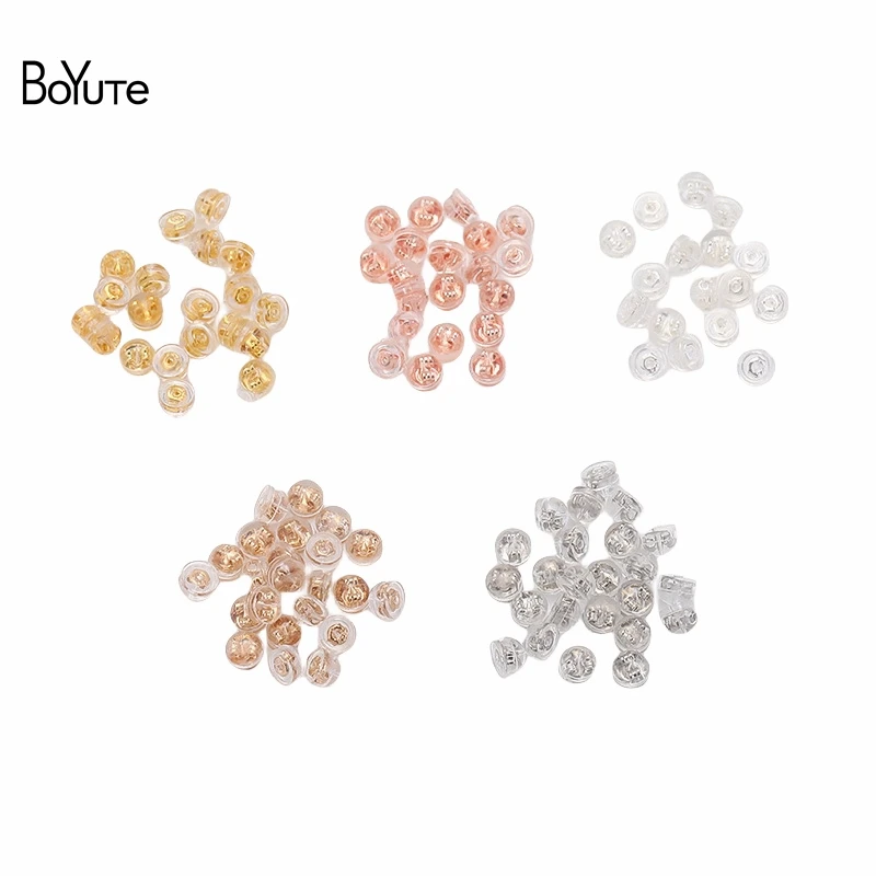 BoYuTe (100 Pieces/Lot) 5*4.8MM Transparent Earrings Stoppers Plastic Earring Backs Plug Diy Jewelry Findings Components