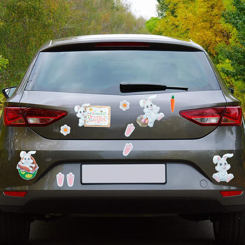

11pcs Easter Reflective Stickers Animal Fridge Magnets Car Rabbit Magnetic Wall Decals Durable Creative DIY Home Decor