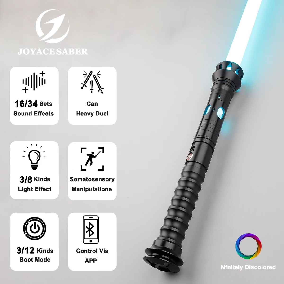 JoyaceSaber Jedi Lightsaber Metal Handle Pixel Light Sabers Smooth Swing Heavy Dueling Laser Sword Flash On Clash Luminous Toys