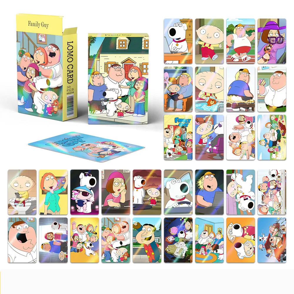 

30 Count Family Guy Flash Cards Cartoon Anime Self-Printable Collectible Photo LOMO Cards for Educational And Gaming Needs