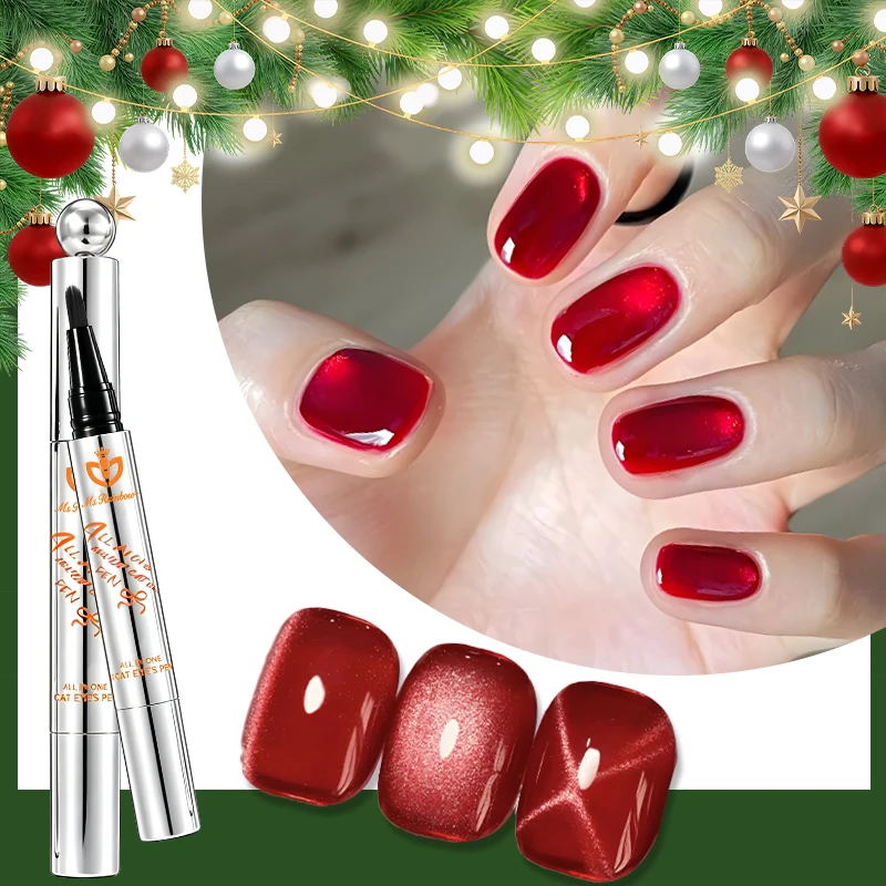 Hot Selling Popular Red Color Cat Eye Gel Nail Polish Woman's Versatile Easy to Apply Magnetic Nail Polish Lamp Needed Manicure
