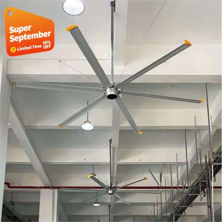 

10FT Low Energy Ceilling Fan Ventilation Big Cooling Air 220V Outer Motor Industrial Ceilling Fan