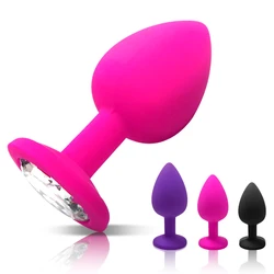 Beginner Anal Plug 3 Different Size Butt Plug with Detachable Acrylic Diamond Female Sex Toy for Men Women Couples Game