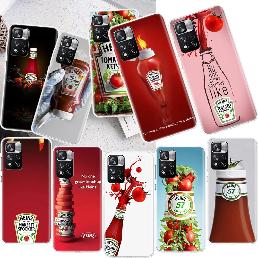 Cute Ins Heinz Tomato Ketchup Mustard Phone Case For Xiaomi Redmi Note 11 11S 11T 5G 11E 10S 10 12S 12 Pro Plus 9S 9T 9 8T 8 7 6