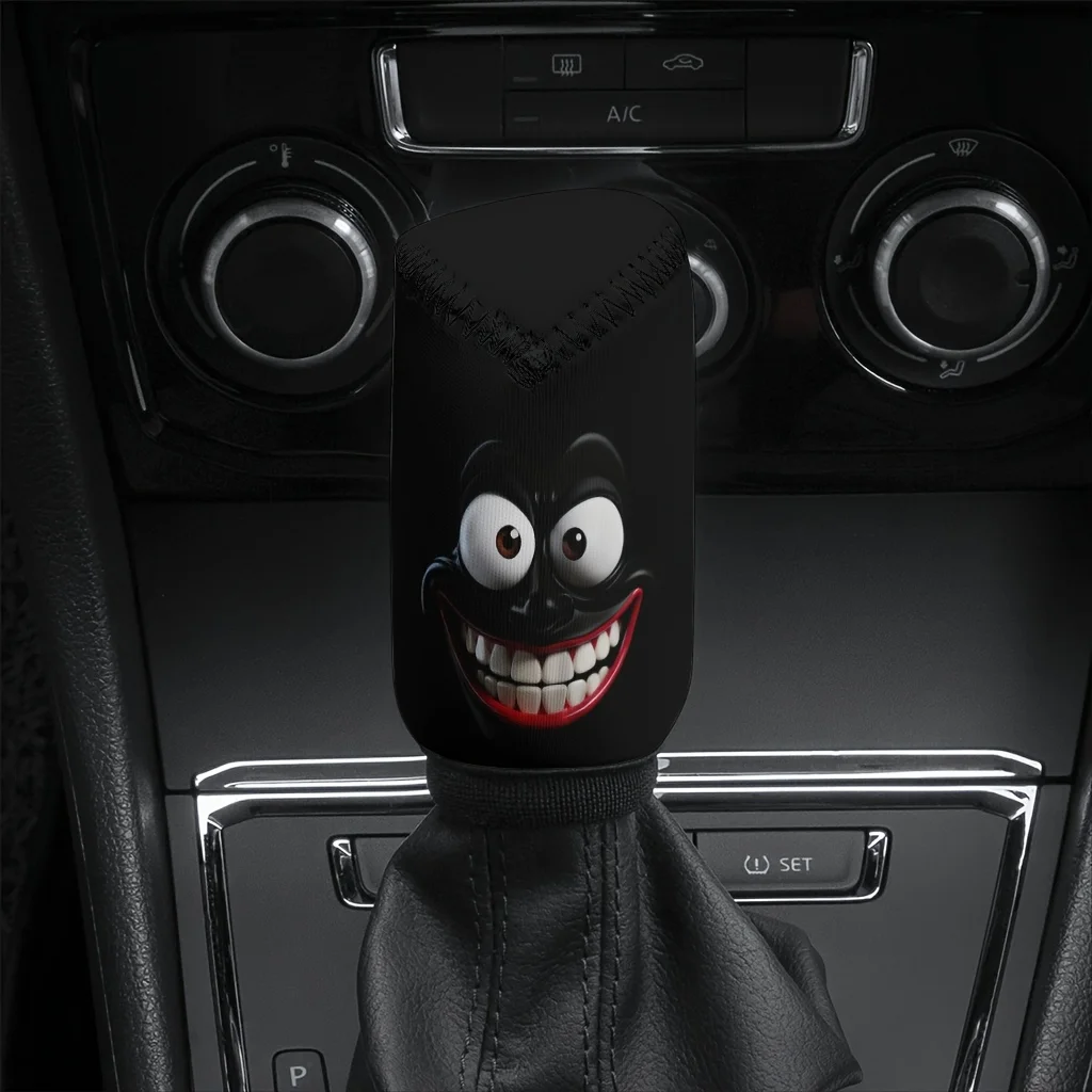 1pc Unique Smiley Face Print Shifter Cover For Car, Universal Fit For Multiple Models, Easy To Clean, Stylish And Fun Decor For