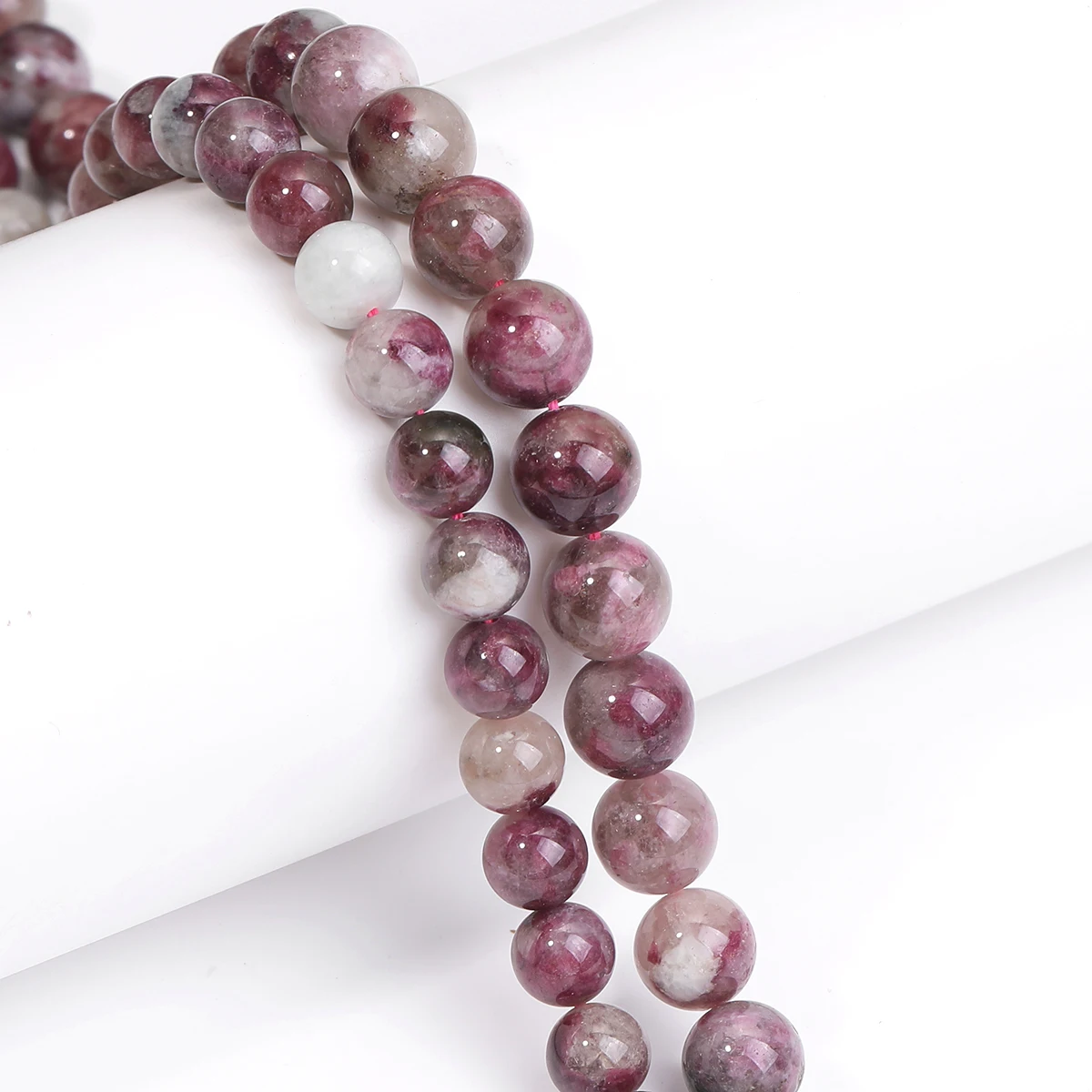 8/10mm A+ Natural Stone Plum Tourmaline Genuine Round Loose Spacer Gemstone Beads For Jewelry Making DIY Bracelet Accessory view 2