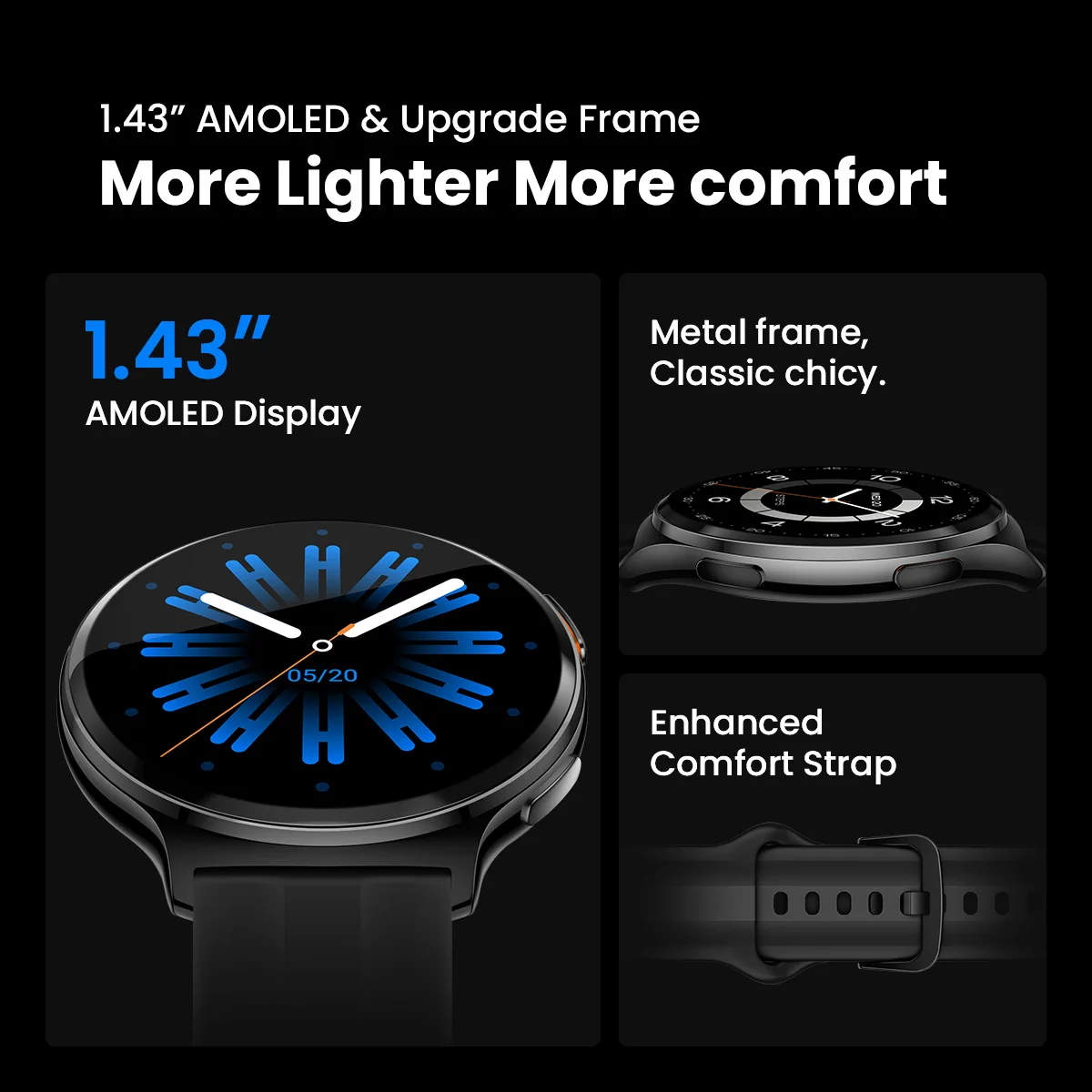 Haylou Solar Lite 2 Smartwatch - 1.43in AMOLED, Voice Calls, 150+ Modes