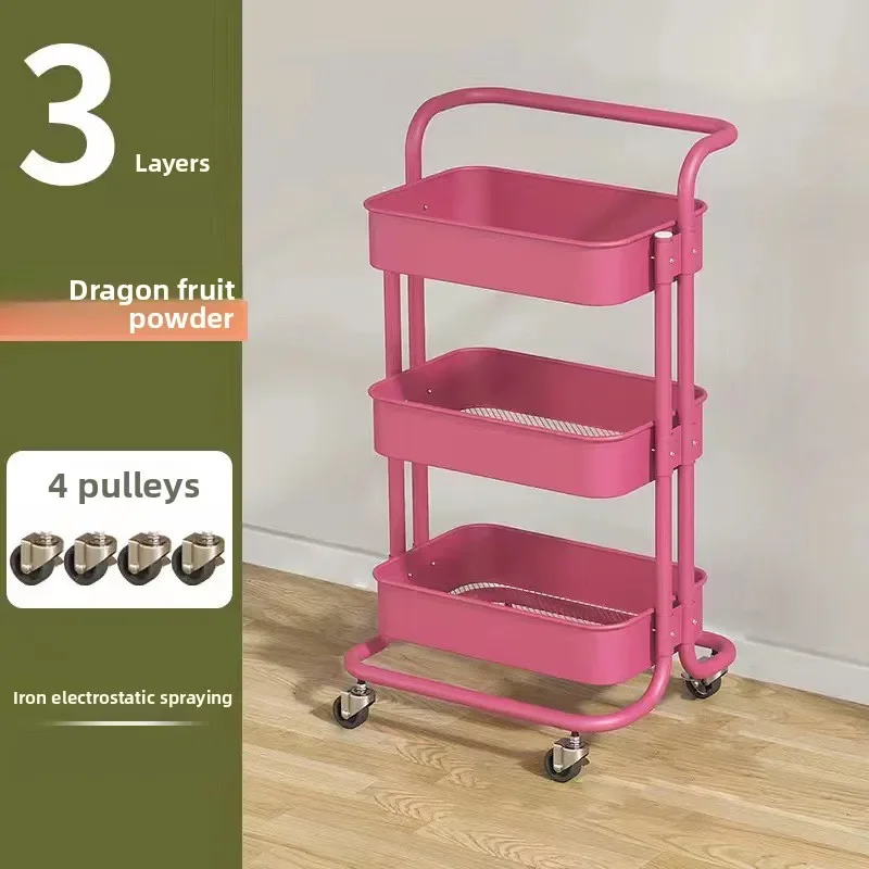 Mobile Storage Cart - Multilayer Rolling Shelf for Bedroom/Living Room (Snack Organizer, Heavy-Duty, Space-Saving, Easy Move