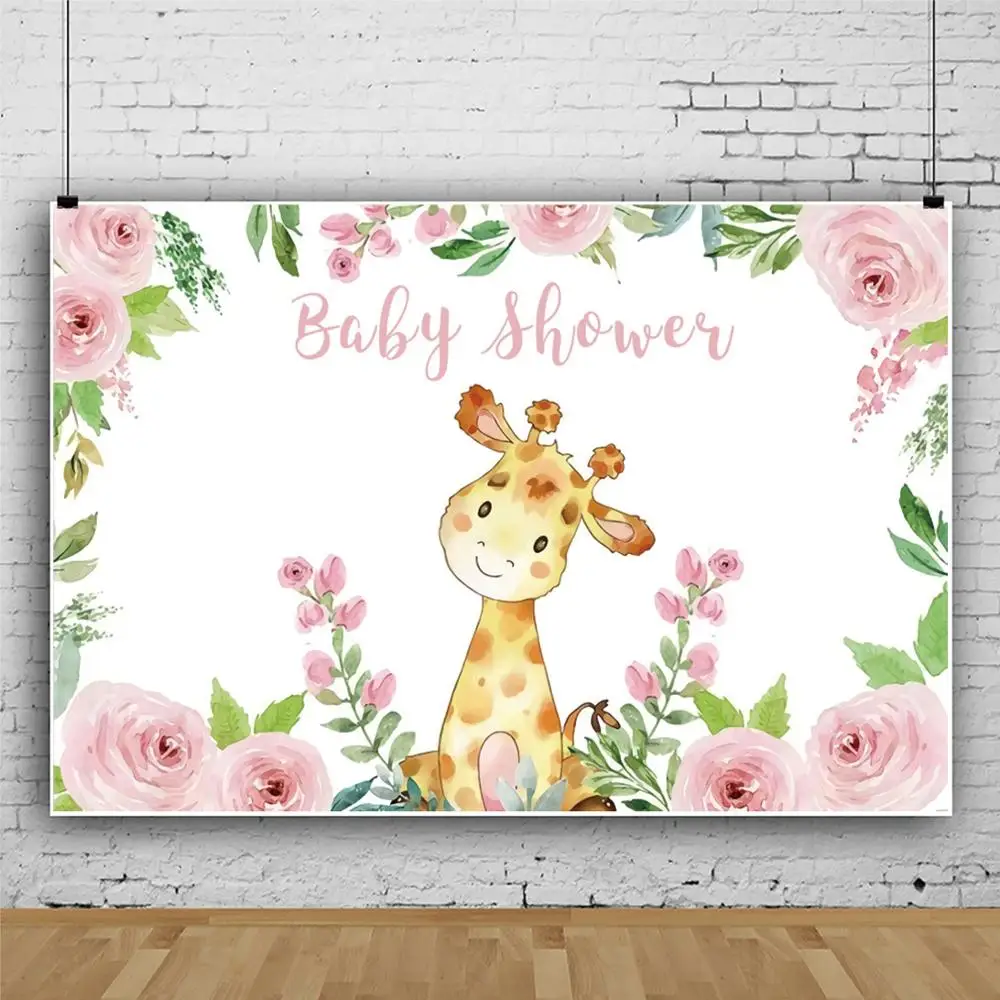 Cartoon Elk Flowers Photocall Wreath Baby Shower Photography Backdrop Photographic Decoration Backgrounds For Photo Studio