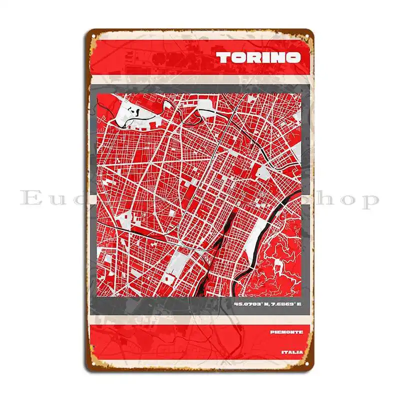 Beautiful Map Of Turin Italy Metal Plaque Poster Printed Kitchen Wall Decor Cinema Party Tin Sign Poster