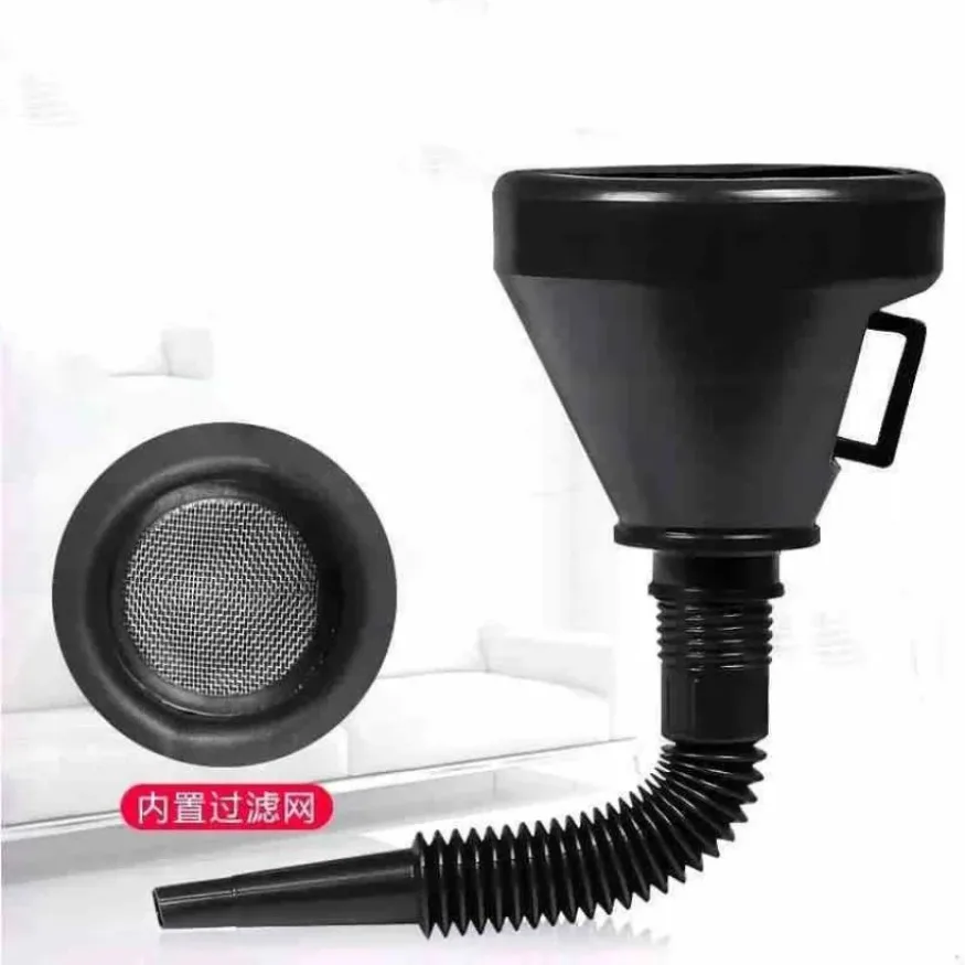 Oil Filter Funnel Car Repair Tool Oil Filling Equipment with Filter Flexible Tube for Safety Emergency Travel Car Accessories 1x