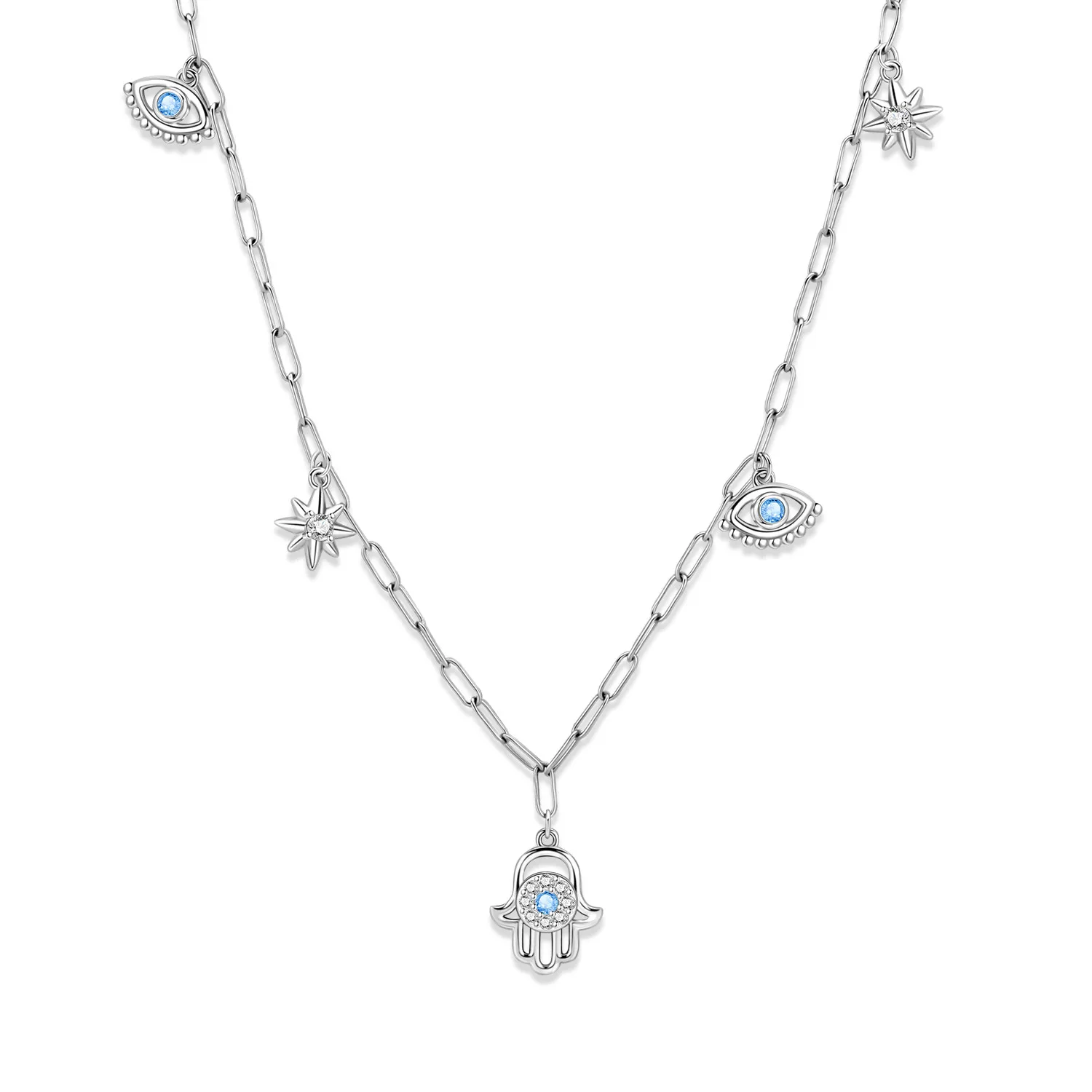 PANPOKI S925 Sterling Silver Guardian Religious Symbol Necklace for Women Birthday Original Gifts Fashion Jewelry