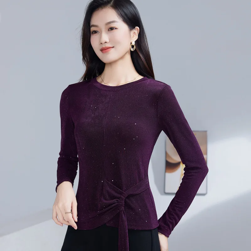 Herbst/Winter Schlankheits-Top für lateinamerikanischen und Gesellschaftstanz, elegante, langärmlige, taillierte Bluse, vielseitiges Stretch-Top für Damen