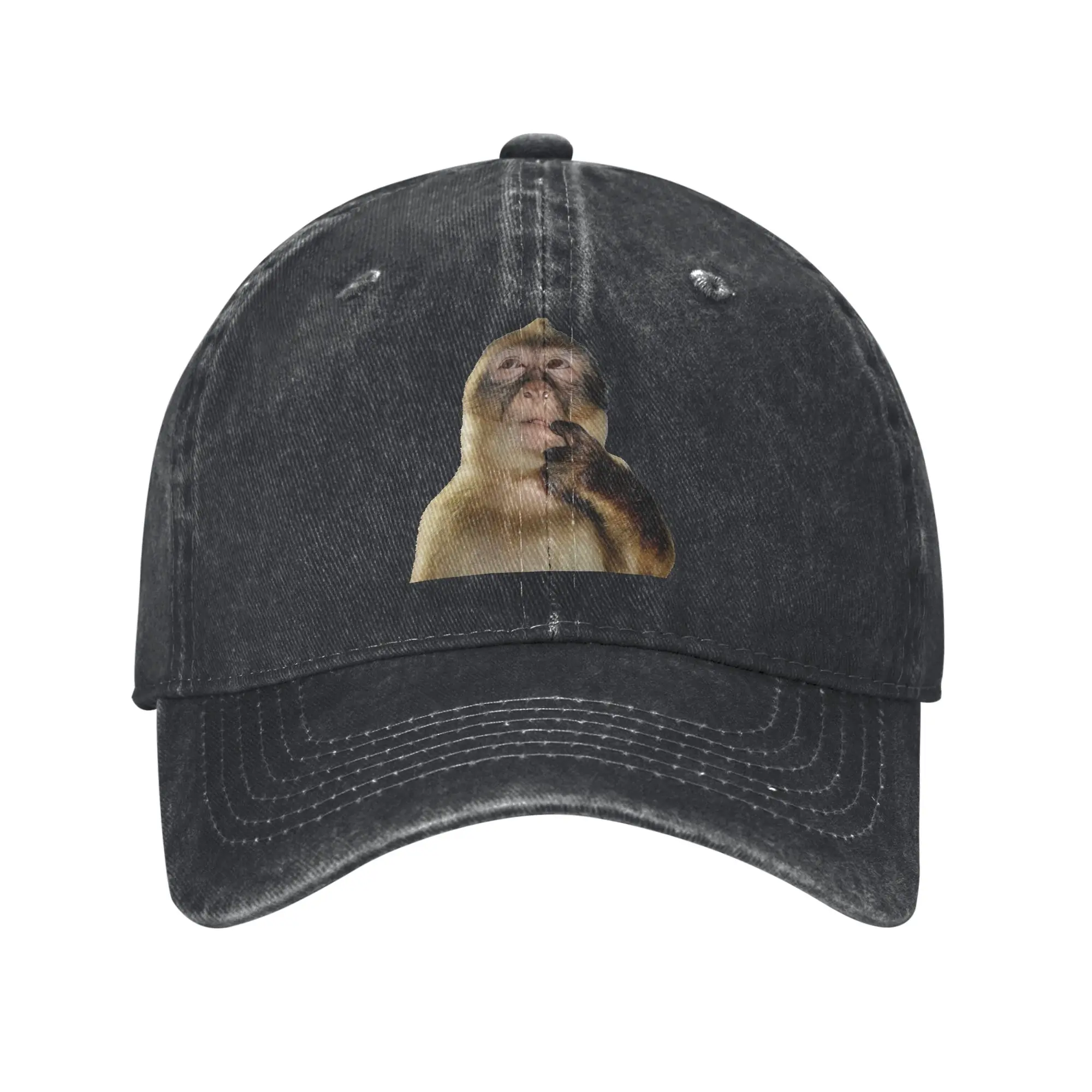 Monkey Thinking Meme Baseball Caps Casual Distressed Cotton  Headwear Unisex Outdoor Workouts  Gift Hats Cap