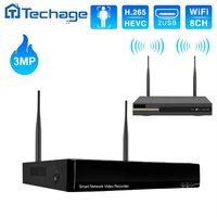 Techage 1PC 3MP 8CH H.265 Wireless NVR Recorder Wifi CCTV Security System Smart PlayBack P2P ONVIF for IP Camera Network Video