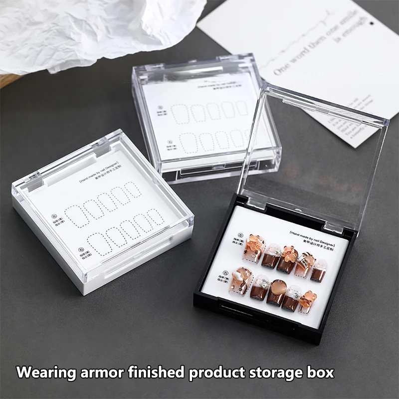 

Transparent Acrylic Nails Display Stand Square Single/Double Layered Fake Nail Tips Packing Case Nail Art Practice Storage Box