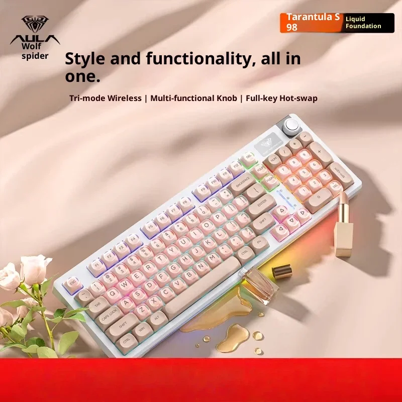 

AULA S98: Механическая клавиатура Budget King – конструкция Gasket, полная поддержка горячей замены, 3 режима, RGB-подсветка и длительное время автономной работы!
