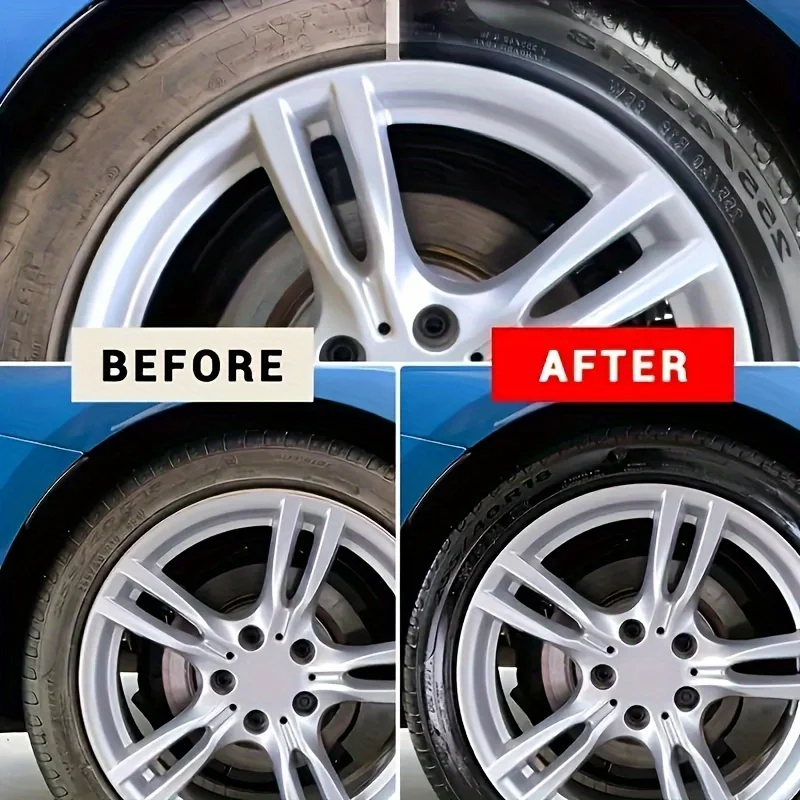 Car Tire Clear Restorer Polish Wax Back to Black Gloss Long-Lasting Coating Plastic Renovator Cleaning Tire Gloss Enhancer Kit image 2