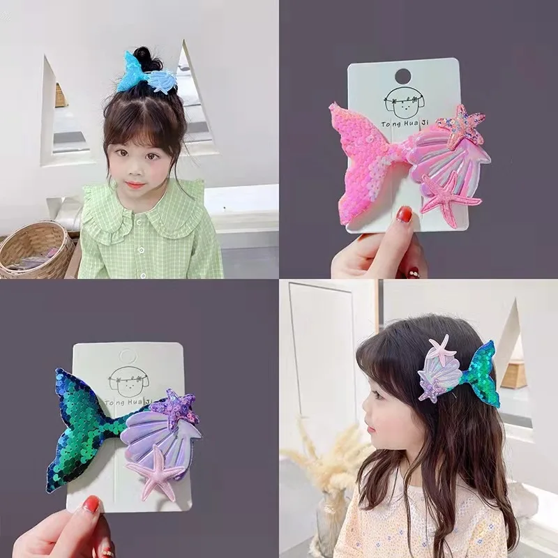 

Non-Pull Hair Accessories for Toddlers Adorable Mermaid Tail Starfish Soft Silicone Clips Beach Theme Party Gifts