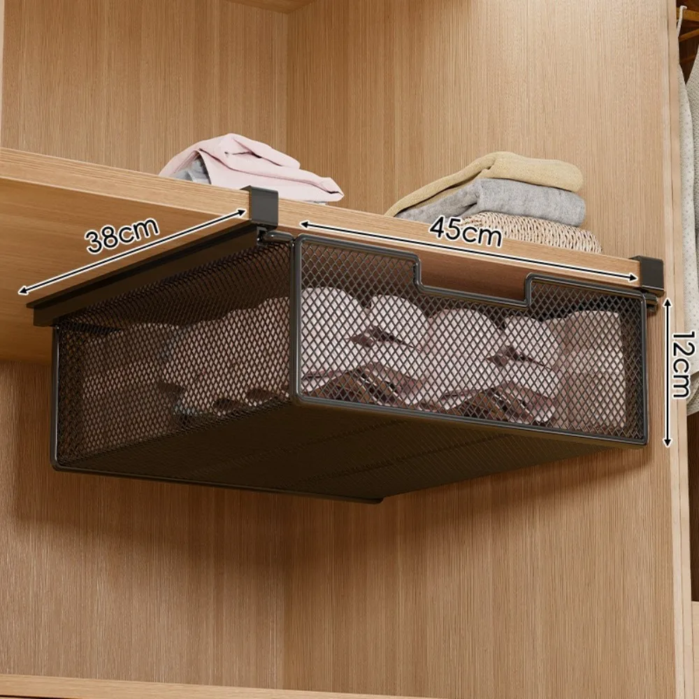 Large Capacity Underwear Storage Basket Pure Color Under Shelf Hanging Organizer Under Cabinet Basket Design Pull-Out Drawer