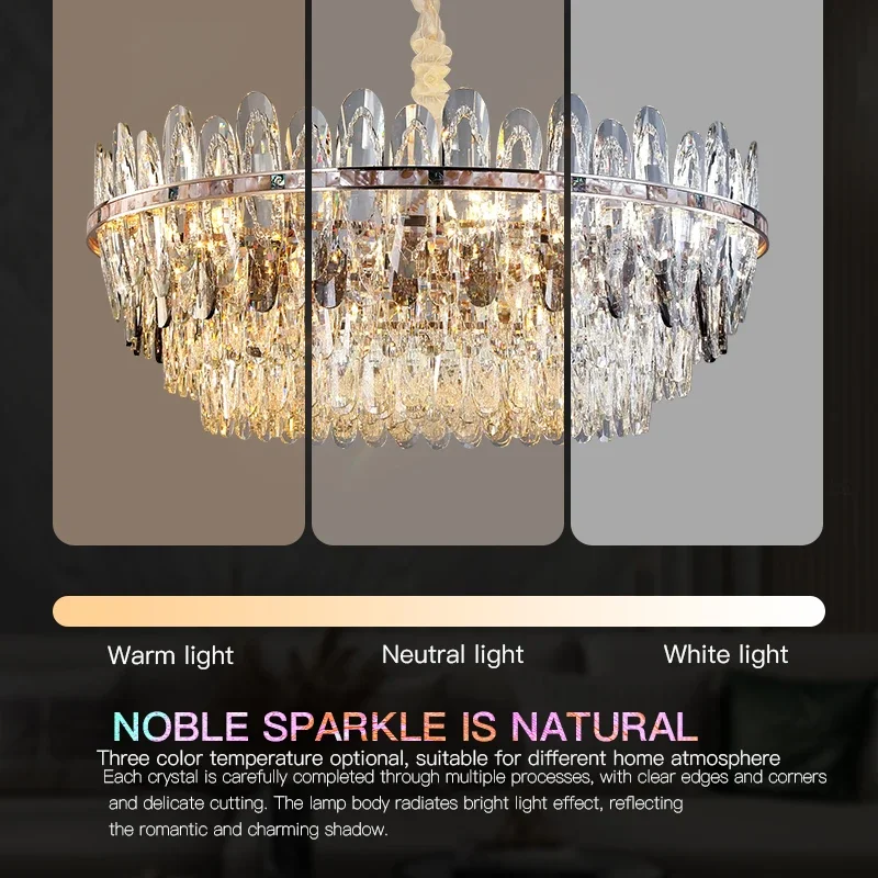 Atmosphere Simple Post-Modern Simple Crystal Led Restaurant Bedroom Lamp High-end Minimalist Light Luxury Living Room Chandelier