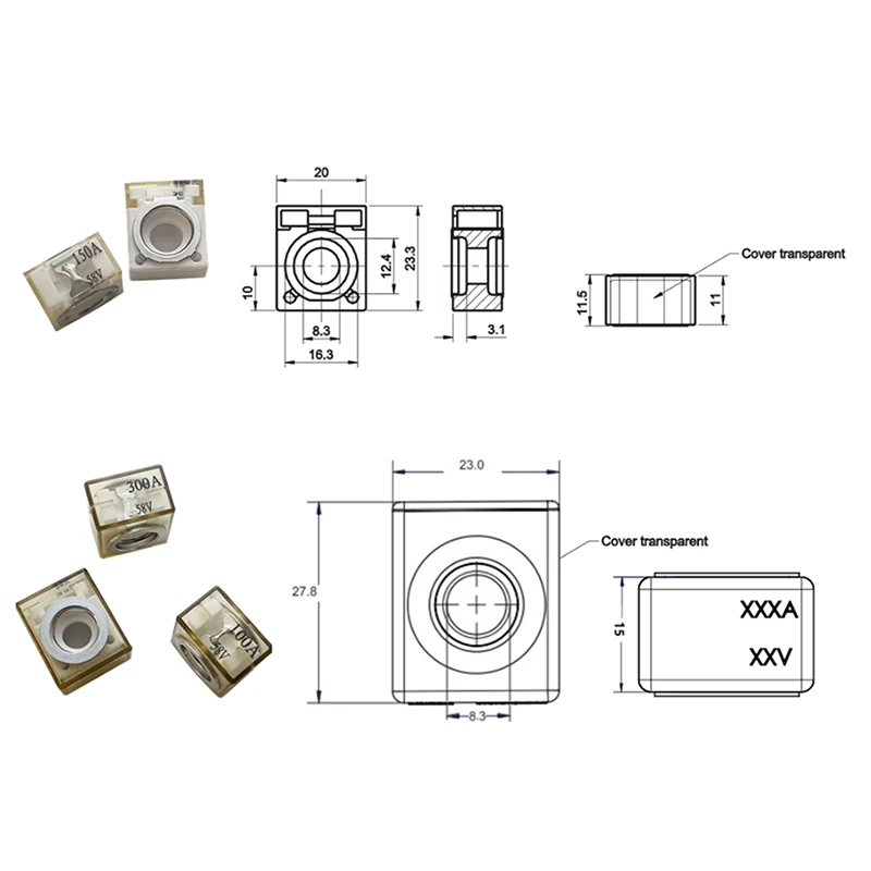 30A-600A Battery Terminal Mount Fuse Block Kit 58V With Single Stud 5/16" Marine Rated Battery Fuse For Boat Truck RV view 6