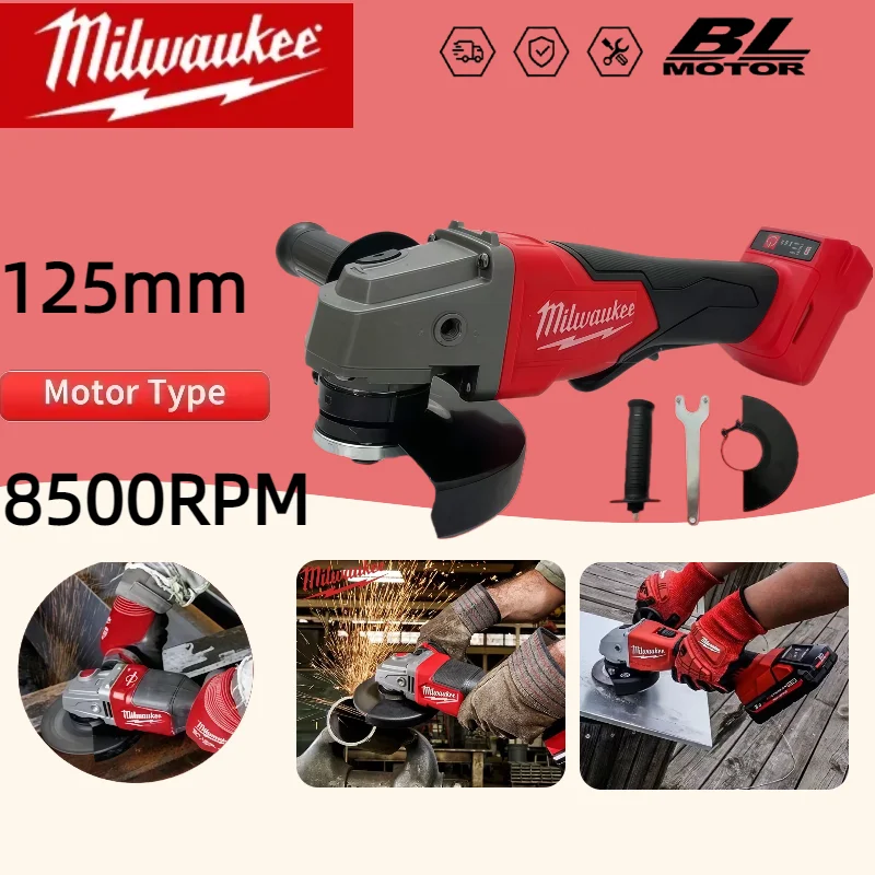 ميلووكي 125 مللي متر فرش زاوية طاحونة تلميع آلة قطع لا قفل مجداف التبديل أدوات كهربائية لاسلكية