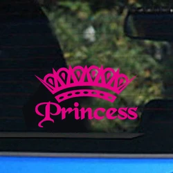 Cute Hot Pink Princess Crown Vinyl Sticker Car Window Decoration, Elegant Lady Girls Car Decals Laptop Stickers Decor